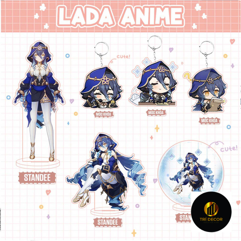 Móc khóa mô hình standee đứng để bàn Layla Genshin Impact đáng yêu chibi trang trí quà tặng