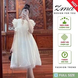 Đầm bầu ZMA babydoll dáng dài hàng 2 lớp thiết kế nút dây xinh sắn đi làm