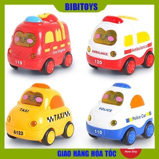 Ô tô đồ chơi quán tính chạy đà có nhạc có đèn gồm các xe cảnh sát, taxi, cứu hỏa cứu thương nhiều màu ngộ nghĩnh