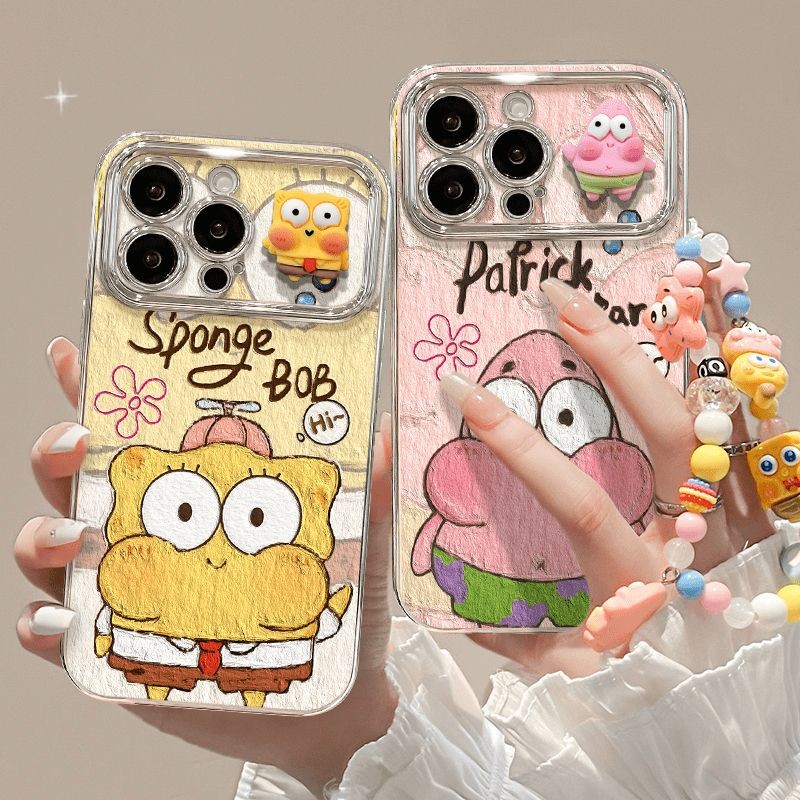 Iphone 16 15 14 13 12 11 Pro Max X XR Max 7 8 Plus INS Hoạt Hình Dễ Thương SpongeBob SquarePants Vỏ Điện Thoại Mềm