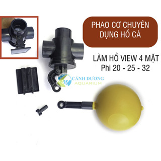 (SP DIY) Phao cơ màu đen cam làm hồ cá công nghệ view 4 mặt Phi 20-25-32