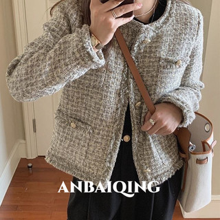 ANBAIQING blazer áo nữ blazer áo vest nữ   Thoải mái cổ xưa Phong cách tinh tế WXW2491MCW 39Z240927