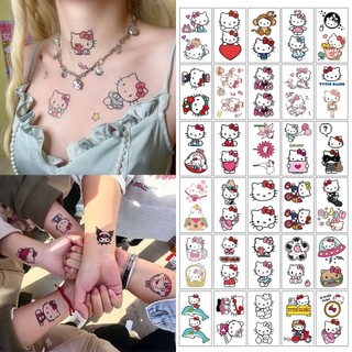  🍥jellycuty🍥30 Tờ Dán Hình Xăm Chống Thấm Nước Hình Xăm Tạm Thời Lâu Dài Dòng Họa Tiết Hello kitty Hoạt Hình Mặt Cánh Tay Sau 