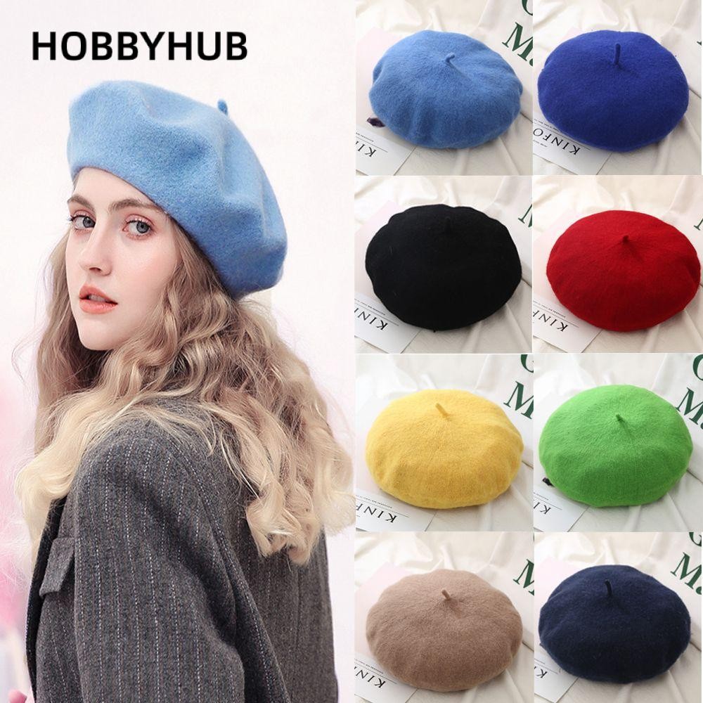HOBBYHUB Mũ nồi mùa thu Mũ nồi kiểu Pháp Baggy mùa đông ấm áp nồi nỉ