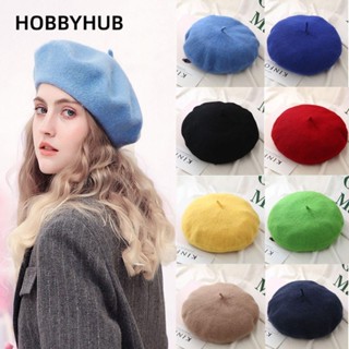 HOBBYHUB Mũ nồi mùa thu Mũ nồi kiểu Pháp Baggy mùa đông ấm áp nồi nỉ