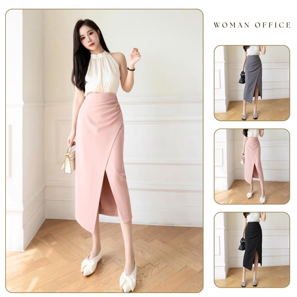 Chân váy xếp ly dáng dài cao cấp hàn quốc [ĐỔI TRẢ MIỄN PHÍ]CV55 chân váy công sở dài qua gối xẻ tà 