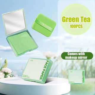 Timifly Puff Face Oil Thấm Hút Khăn Giấy Mặt 100 Miếng Trang Điểm Không Thấm Hút Có Hộp Đựng Gương Di Động