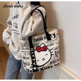  Hellokitty Hoạt Hình Túi Vải Thời Trang Túi Xách Nữ Dễ Thương Đi Lại Một Vai Tote Dung Tích Lớn 
