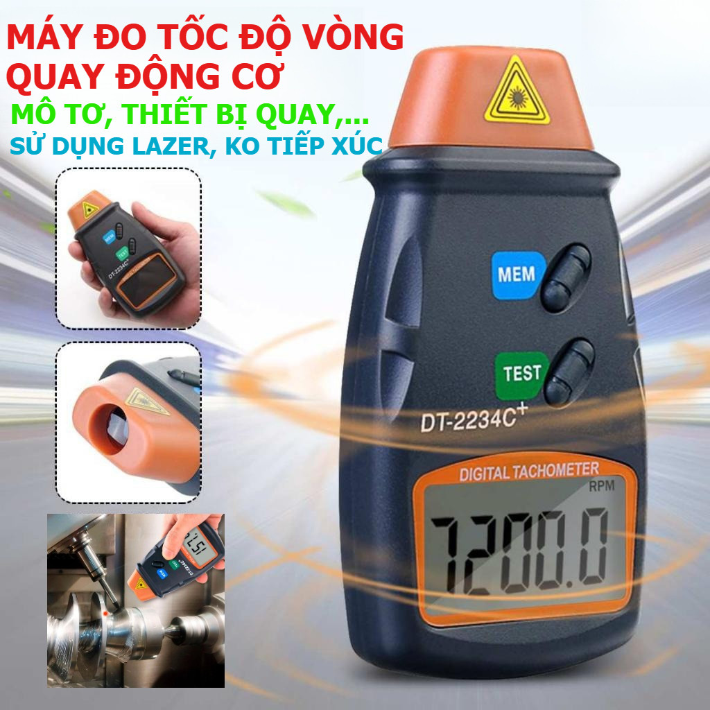 Máy Đo Tốc Độ Vòng Quay Kỹ Thuật Số DT2234C+ | Tia Laser