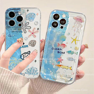  ốp lưng Fun Ocean For OPPO A6X A6 Pro A60 A78 A79 A58 A18 A38 A98 A57 2022 4G A77 5G A17 A15 A15S A53 A52 A16K A16 A54 A72 A91 A33 2020 A31 INS Summer Blue Sea World Transparent Back Cover Crystal Star Chain Shockproof Soft Phone Case TM 64 