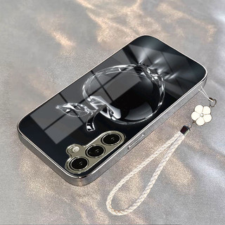  ốp lưng samsung S25 S24 S23 S22 S21 S21 + S20 Note20 10 Ultra   Plus   Pro   FE A55 A54 A53 A52 A35 A34 A33 A23 A15 A14 A13 A05S A05 ốp kính dây đeo điện thoại trái cây pha lê nền đen 