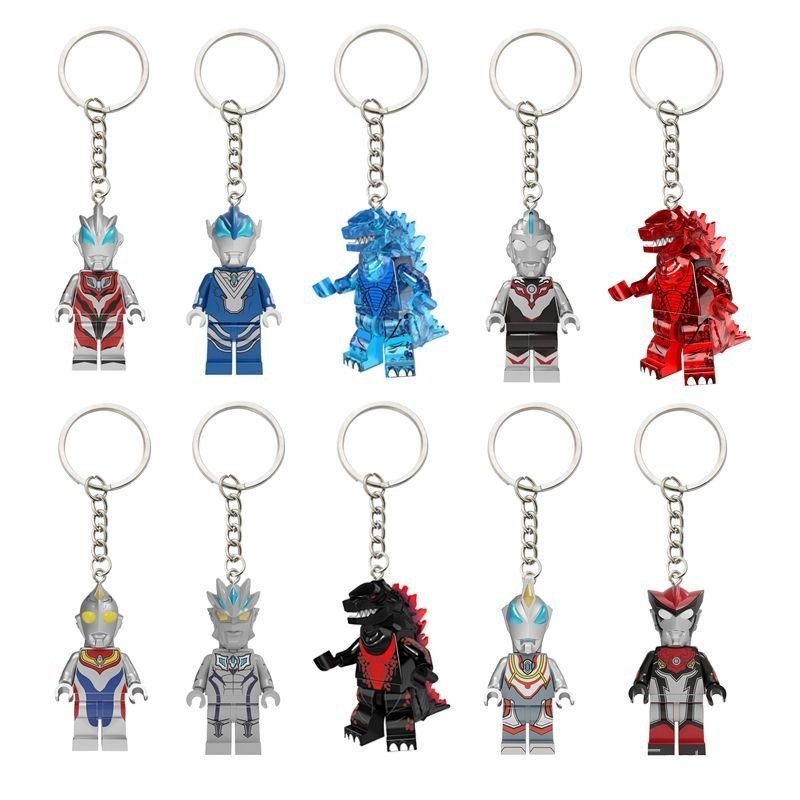 [Mặt dây chuyền] Ultraman Godzilla Tương thích Lego Móc khóa Khối xây dựng Minifigure Back School Ba