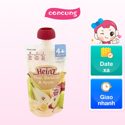 Lê, chuối và táo nghiền dành cho trẻ từ 4 tháng trở lên - Heinz Pear, banana, apple 120g