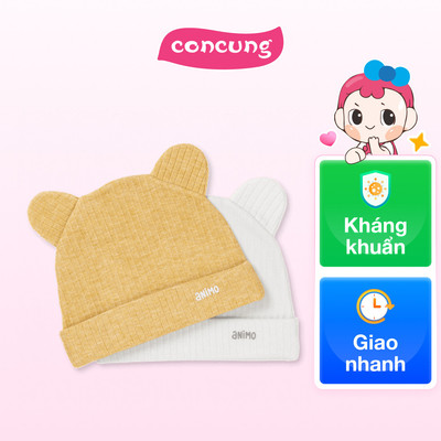 Set 2 nón sơ sinh tai gấu Animo HN0625012 (NB,Vàng-trắng)