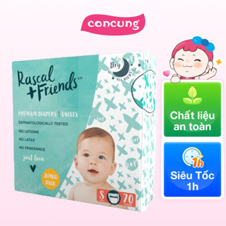 Bỉm/Tã dán Rascal & Friends size S 4-8kg 70 miếng
