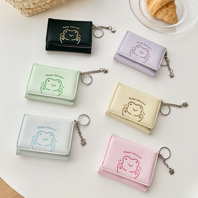 Ví nữ có thể gập lại Da PU Hoạt hình dễ thương Khóa đa chức năng Hộp đựng thẻ đa chức năng Ví đựng tiền xu