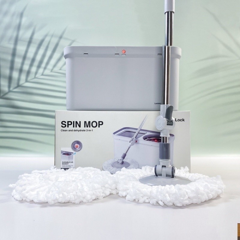 Bộ cây lau nhà LocknLock xoay tay màu xám - Chính hãng ETM440GRY - CHEAP CMO