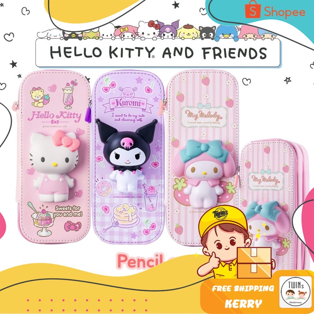 Túi Đựng Bút Chì Sanrio Mềm Squishy 3D Kuromi Hello Kitty My Melody