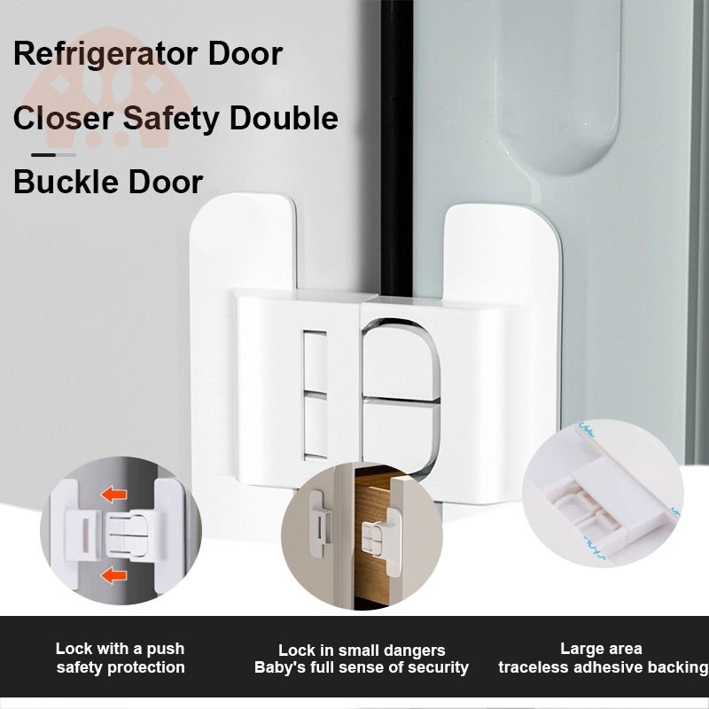 Hottome🥕Thiết bị đóng cửa tủ lạnh an toàn cho trẻ em Thiết bị chống mở Khóa đôi