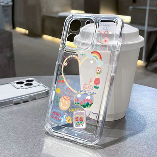 Ốp điện thoại TPU trong suốt hình nụ cười cầu vồng cho Redmi 13 13C 11A 12 4G 12C Turbo 3 Poco C65 C55 M6 Redmi Note 11 12 13 Pro Plus Note 12S 11S 10S 9S 10 9 Pro Max Space