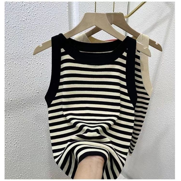 MR [Áo Vest Oversize] (40-100kg) Áo yếm nữ mùa hè Áo sọc thời trang cỡ lớn Slim Fit Tanks