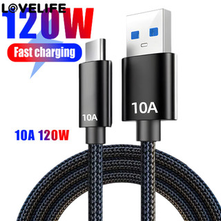  Cáp sạc nhanh 10A - Đường dây điện thoại - Dây dữ liệu loại C - Truyền dữ liệu tốc độ cao 120W - Dây dệt, đậm, đồng - Dây cáp sạc - Dành cho Android