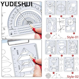 YUDESHUI 8 Cái / bộ Thước, Vẽ Hình Học Văn Phòng Phẩm Protractor, Nhựa Chất Lượng Cao Đa Năng Toán Chức Năng Thước Trường Đồ Dùng Văn Phòng