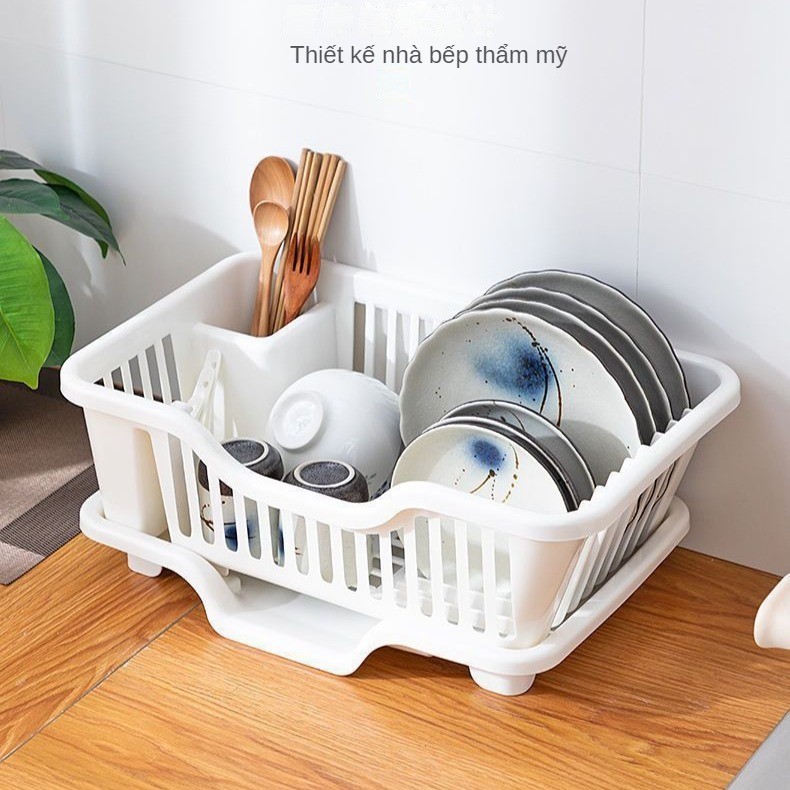 Kệ rổ úp chén bát nhiều ngăn đa năng có khay để đũa muỗng thông minh mẫu mới - Khay úp chén dĩa bát có rãnh thoát nước