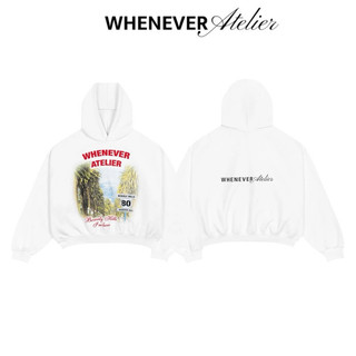 Hoodie Whenever Atelier Beverly Hills màu trắng, vải nỉ cotton dày dặn cao cấp, không bị sờn màu, không xù lông