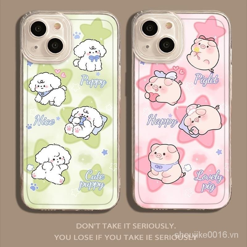 Ốp điện thoại cặp đôi dùng cho iPhone 14 12 chú heo con 13promax hoạt hình 11 chú chó con iPhonex ho