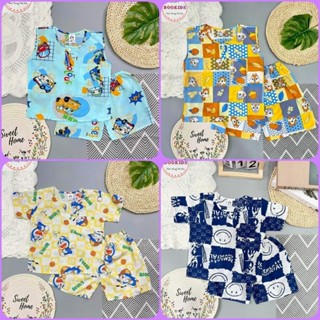 [SET 3 CÓ TAY + 2 SÁT NÁCH] Đồ Bộ mặc nhà  BÉ TRAI Vải Tole lanh 2 da loại 1 họa tiết hoạt hình size từ 5-50kg