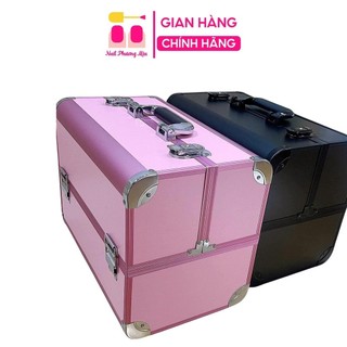 Cốp Nhôm 3 Tầng Đựng Đồ Nail 37x28x22cm, Thiết Kế Bậc Thang, Tầng Nhựa Bên Trong, Bền Bỉ, Đựng Được Máy Hơ T8 Tiện Lợi