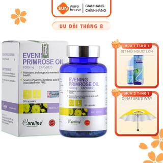 Viên Uống Tinh Dầu Hoa Anh Thảo CARELINE Điều Hoà Nội Tiết Tố Và Làm Đẹp Da Cho Phụ Nữ Evening Primrose Oil 60 Viên