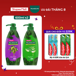 Bộ 2 Dầu gội Palmolive kèm xả 2-trong-1 chiết xuất Nha đam và Keratin kết hợp quả ô liu 600ml