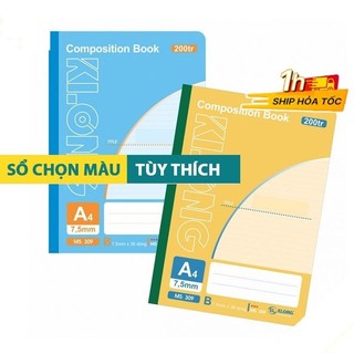 Vở may dán gáy Compostion Book A4 - 200 trang kẻ ngang VPPKLONG, cuốn tấp sổ Klong MS 309