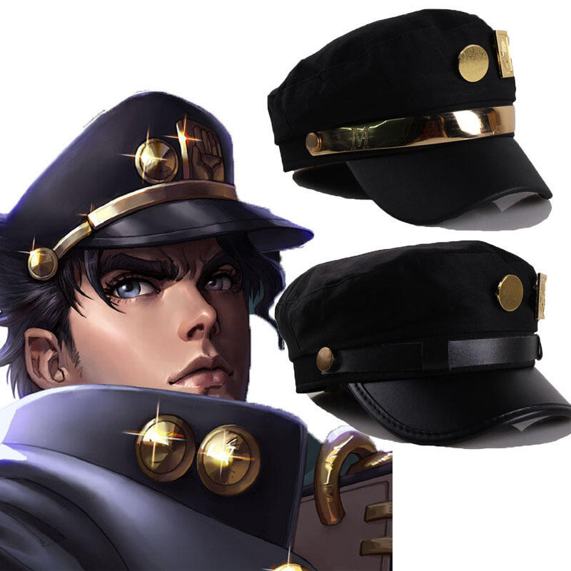 Anime JoJo Kỳ Dị Phiêu Lưu Kujo Jotaro Cosplay Mũ Unisex Trưởng Thành Kim Loại Huy Hiệu Mũ Chống Đỡ