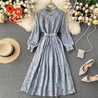 Đầm Cổ Đứng Cột Dây Dáng Ôm Thời Trang Thu Đông Xinh Xắn Cho Nữ