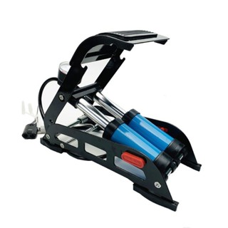   Siêu Sale  Bơm xe đạp chân đa năng bơm 2 ống khung thép bền bỉ 