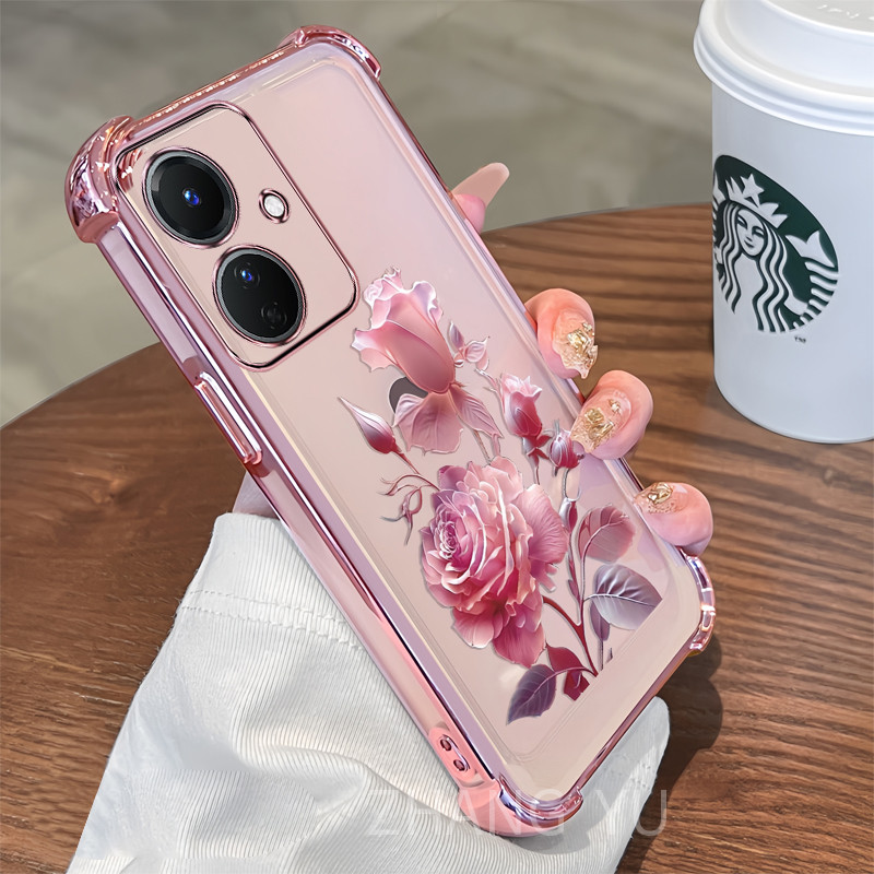 Ốp Lưng TPU OPPO reno 11f 5G Vỏ mềm trong suốt họa tiết hoa hồng mới nhất