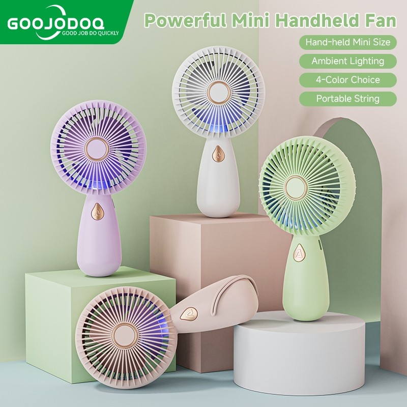 Quạt mini Goojodoq có đèn LED Quạt di động ngoài trời Quạt cầm tay cho văn phòng ngoài trời