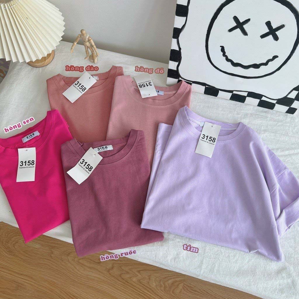 Áo thun trơn 3158CLASSIC nam nữ tay lỡ form rộng chất cotton khô mẫu Trơn