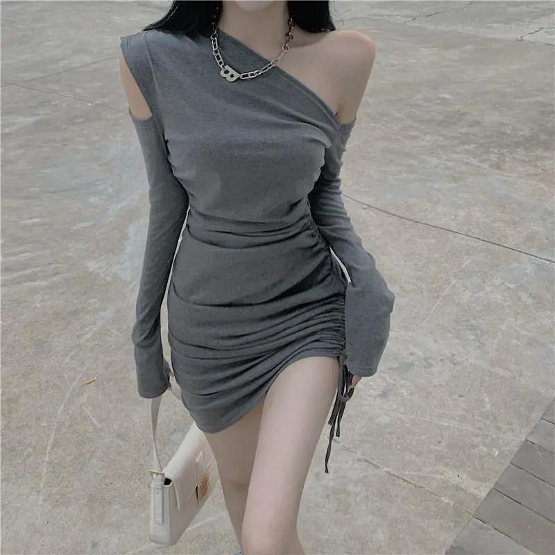 Đầm body Timo, Đầm body dài tay thiết kế khoét vai cách điệu nhún eo VTN175