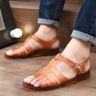 Dép Nam Mùa Hè Retro Hoài Cổ Cổ Cổ Đế Bằng Mềm Mại Phong Cách Mới Hàng Sẵn Có Dép Thời Trang Đế Nhựa Vàng Giày Cao Su Mặc-