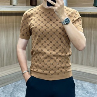 Áo thun dệt kim nam phong cách mới mùa hè co giãn thoáng khí bằng lụa băng ngắn tay nửa tay nam cổ tròn Mintman Áo hợp thời trang [Hàng có sẵn]