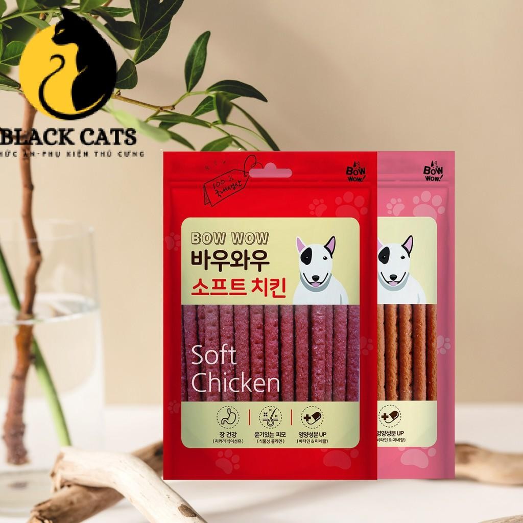 [Chính Hãng] 150gr Thịt que cho chó Bowwow 2 vị [Thịt gà que – Cá hồi que]