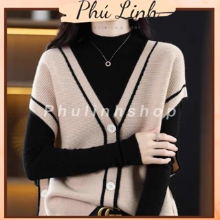 MS014 Áo khoác len nữ cánh dơi cổ tim, áo len trung tuổi len lông cừu mềm mịn