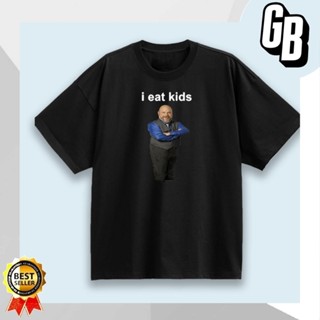 WOWÁo thun ngắn tay cơ bản dáng rộng thoải mái cổ điển Áo sơ mi Unisex vui nhộn I EAT KIDS