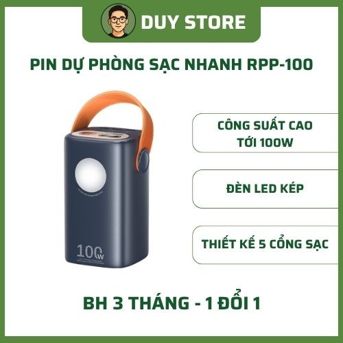 Pin dự phòng sạc nhanh RPP-100 60000mAh - BH 3 Tháng Lỗi 1 Đổi 1 - DUY STORE