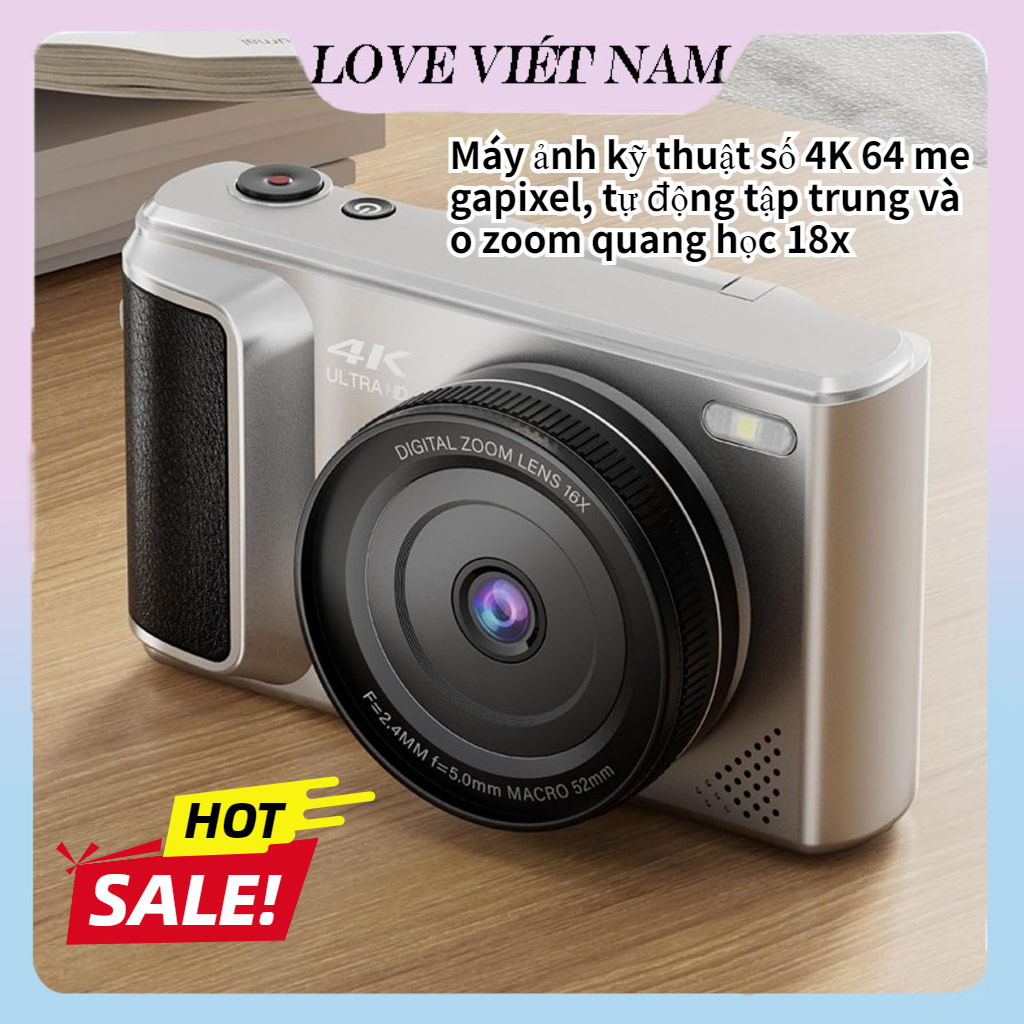 （🎁Quà tặng）Máy ảnh kỹ thuật số 4K 64MP tự động tập trung cao độ tự động tập trung 16x camera retro kỹ thuật số