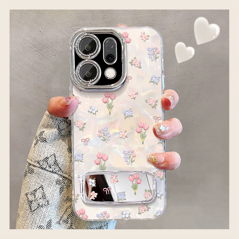 [878] Thích hợp cho vỏ điện thoại opporeno14 Mùa hè mới dành cho nữ reno13 / 12 / 11pro Giá đỡ gương